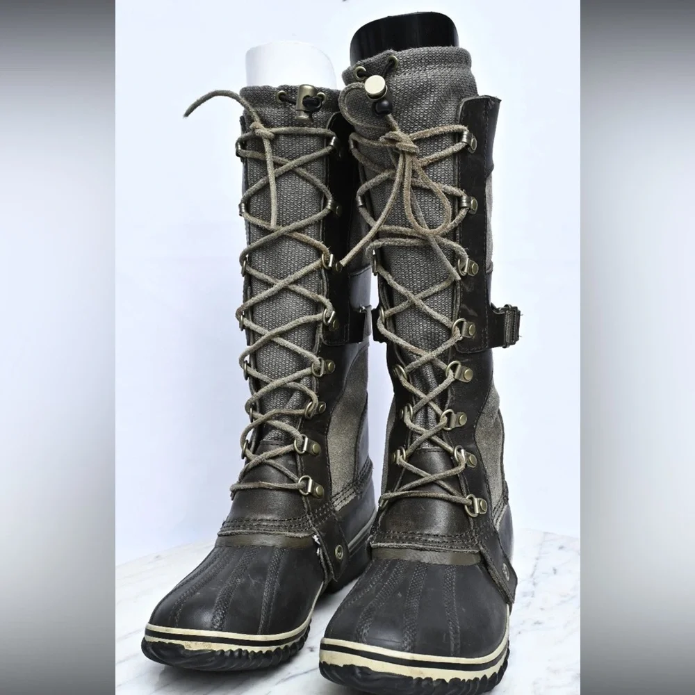 Sorel Conquest Carly Waterproof Leather Knee High Riding Work Boots Womens Sz10